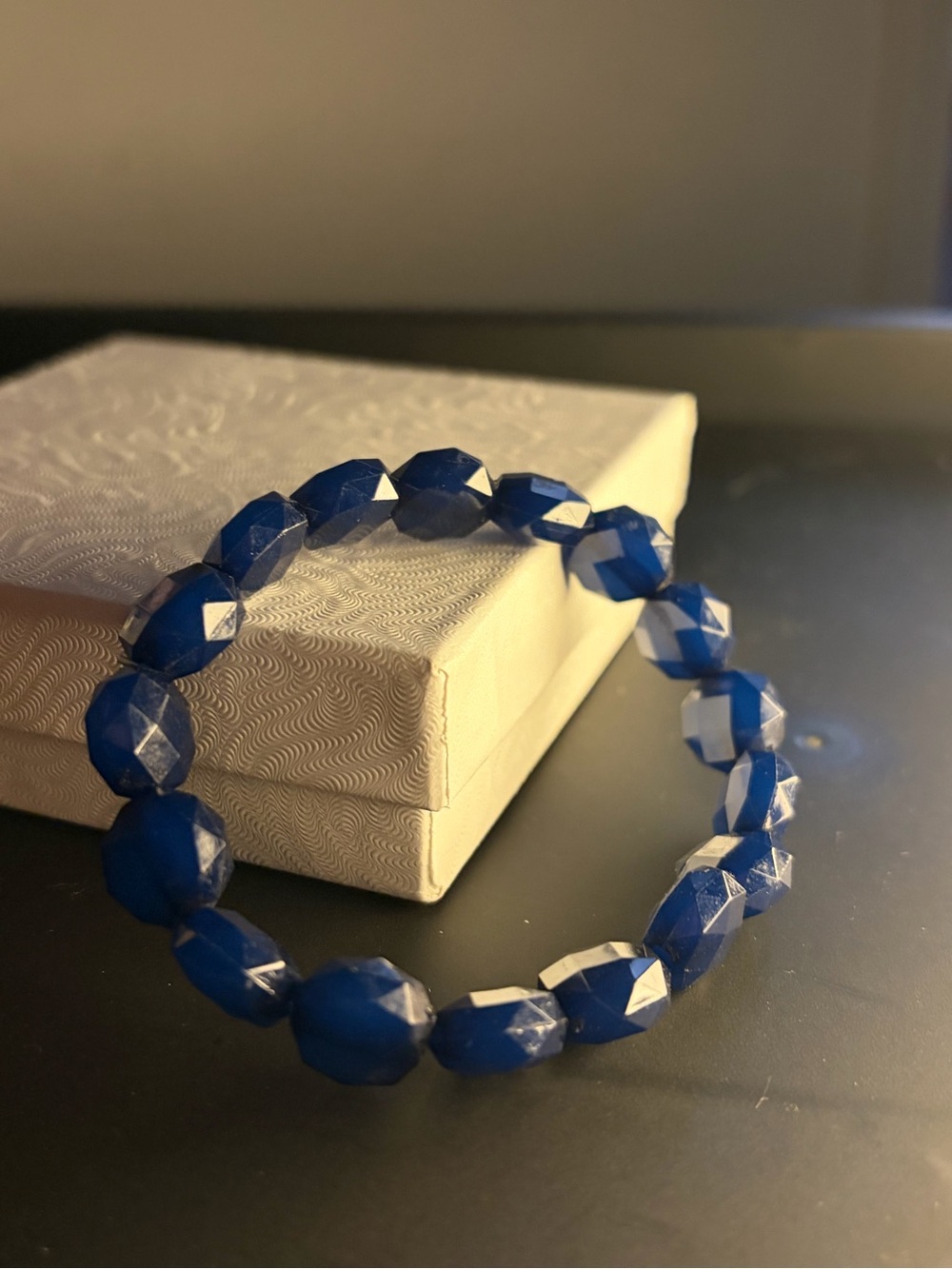 Blue Faceted Bead Stretch Bracelet - Women Jewelry